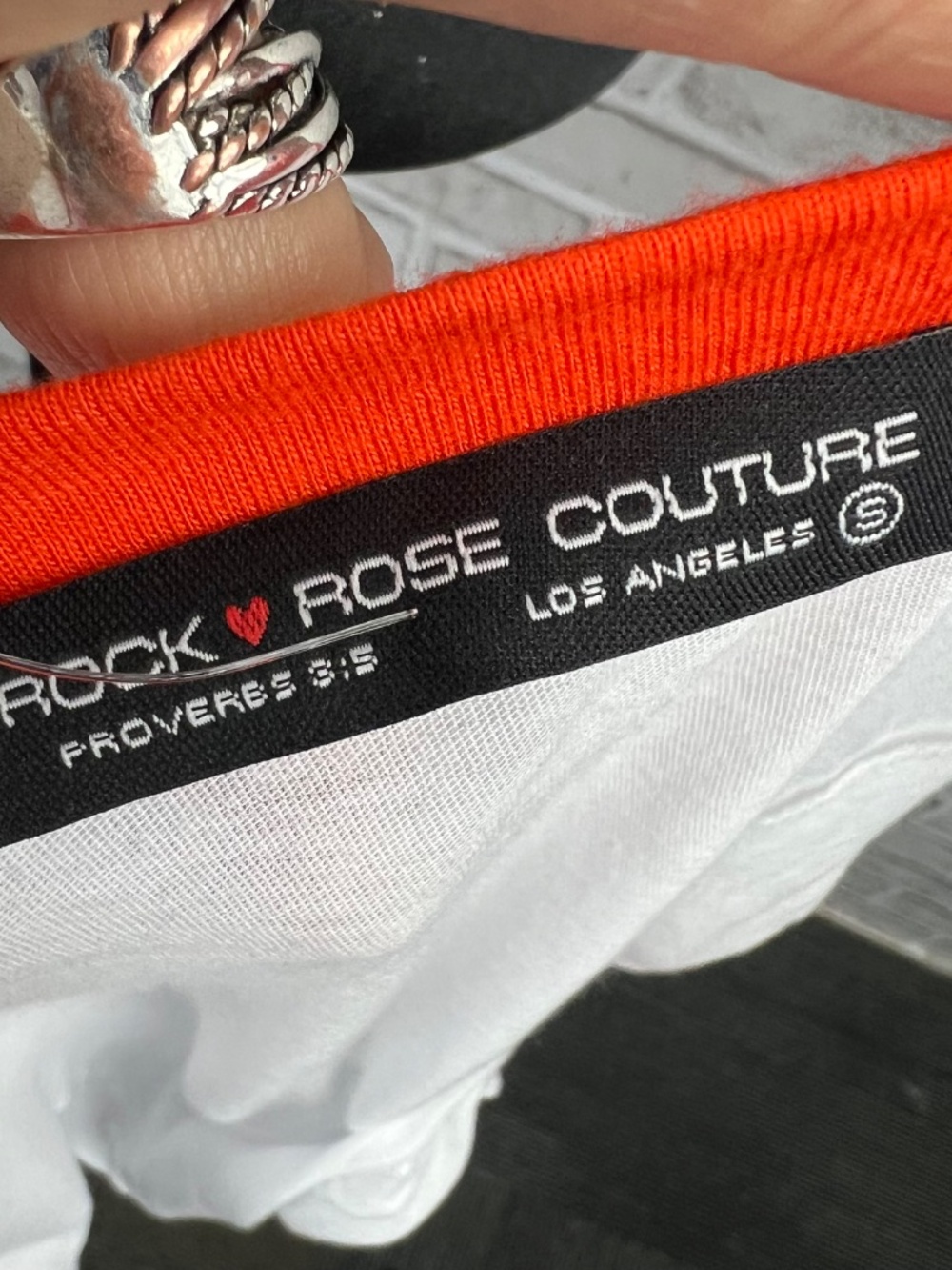 ROCK N ROSE COUTURE • Just For Fun Rainbow Graphic Crop Ringer Tee Size Small - Picture 5 of 6